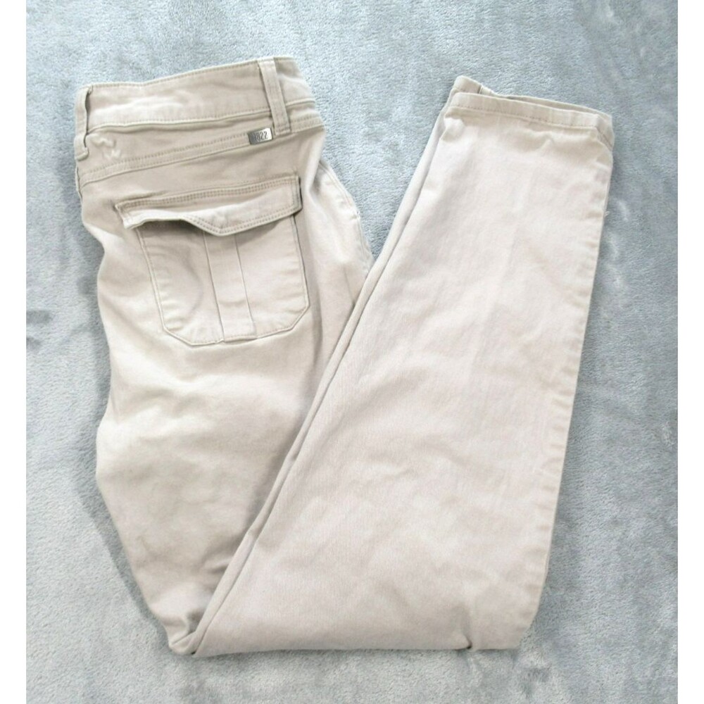 1822 Denim Pants Womens 8 Straight Lee Mid Rise Beige w/ Back Flap Pockets